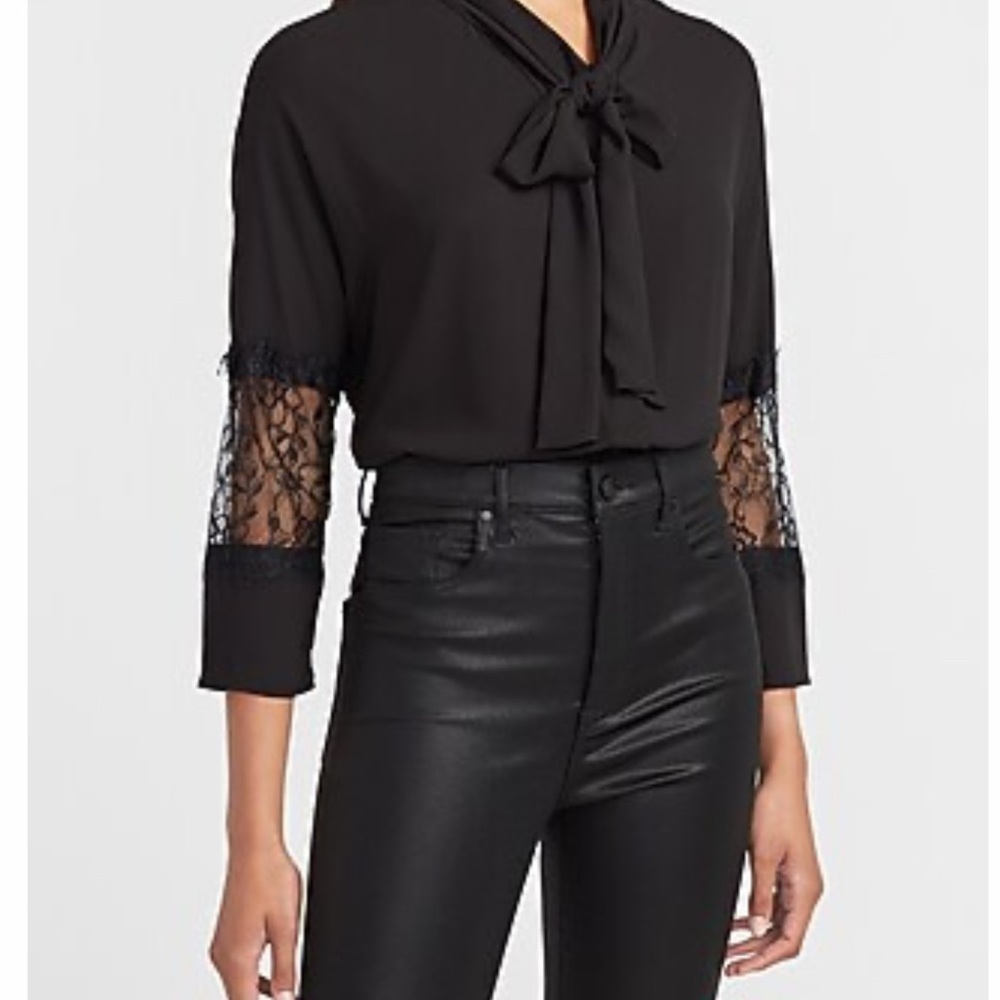 Express Black Lace Accent Blouse